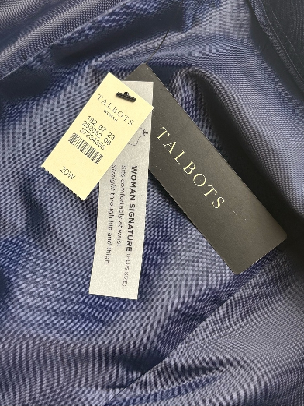 NWT Talbots Signature Silk Wool Ankle Pants Navy Blue 20W Side Zip - Picture 10 of 10